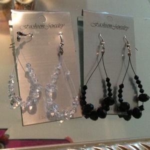 New Black & crystal Tear drop earring!