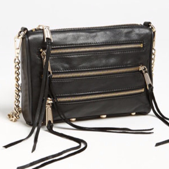 Rebecca Minkoff 5zipper black bag with chain strap