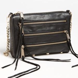 Rebecca Minkoff 5zipper black bag with chain strap