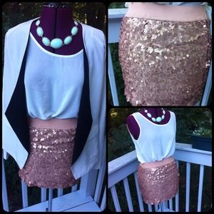 Gorgeous Nude Sequin Mini Skirt💋