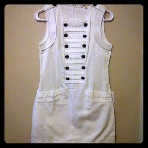 Military style dress.