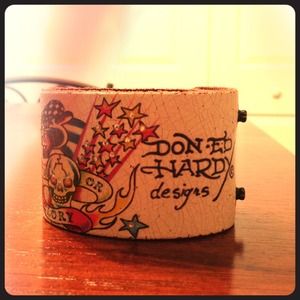 Ed Hardy handmade genuine leather bracelet