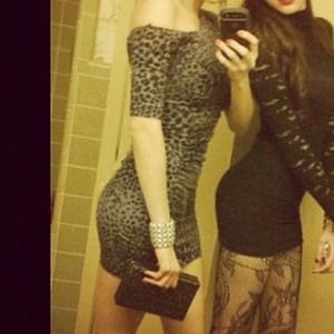 Black & Grey Cheetah Print Dress