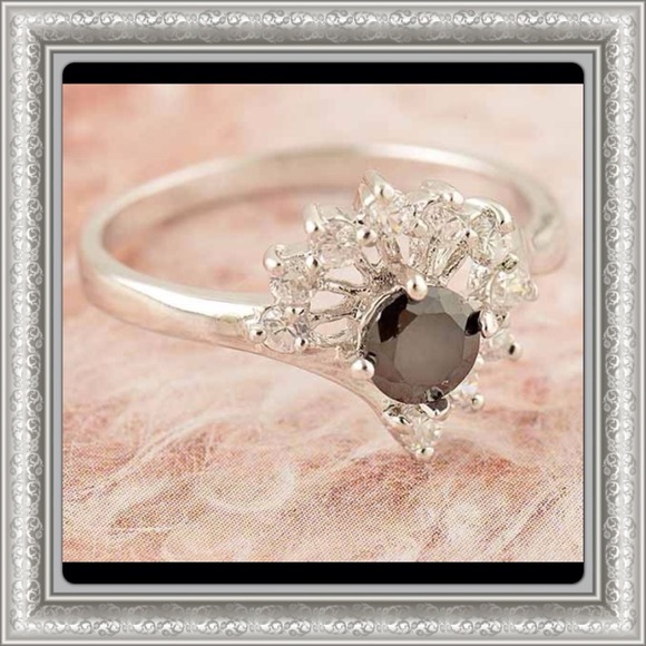 Black and simulated diamond ring