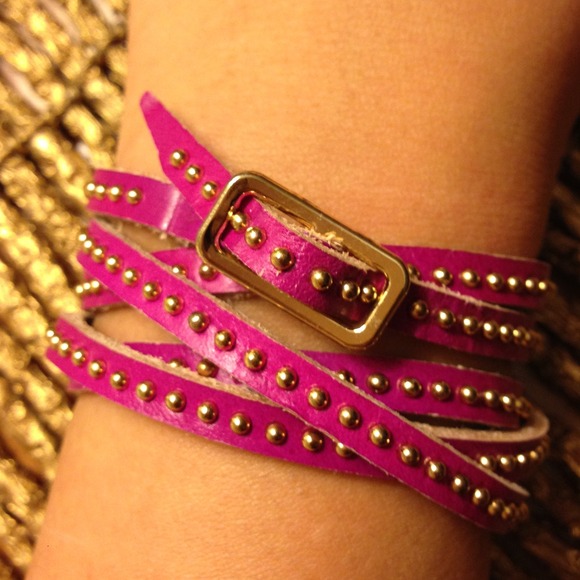 Magenta studded bracelet/belt