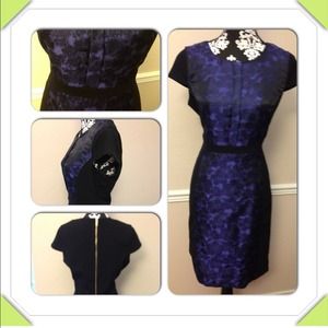 Black and purple color block dress