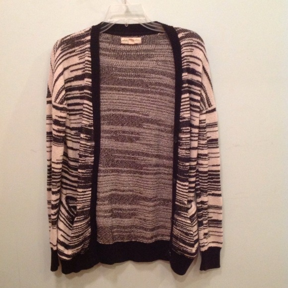 Black and White Striped Cardigan