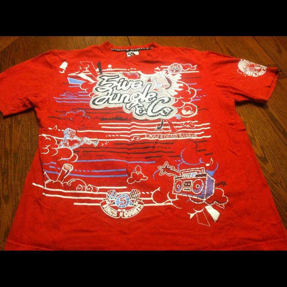 Boys Red "5ive Jungle" T-shirt