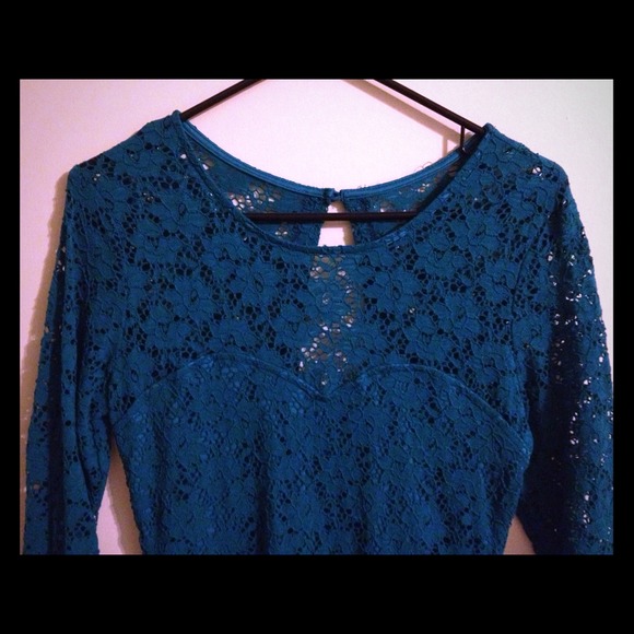 Turquoise lace dress