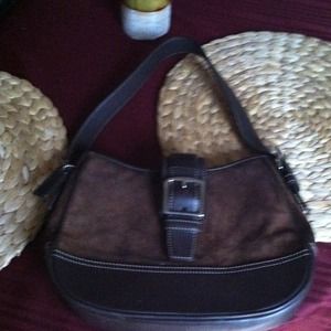 Suede and leather Coach purse