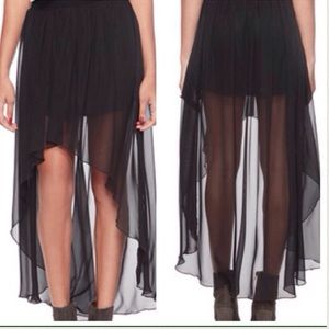 Chiffon -Black high low skirt