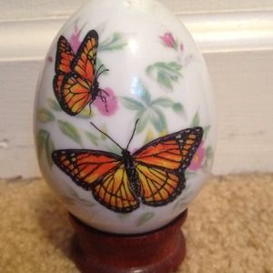 Porcelain Hand painted Butterfly Egg