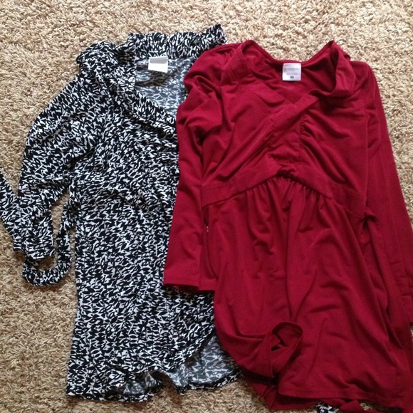 2 Motherhood Maternity Size Medium Dress Shirts