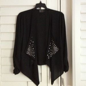 Black w Silver Studs Chiffon Cardigan