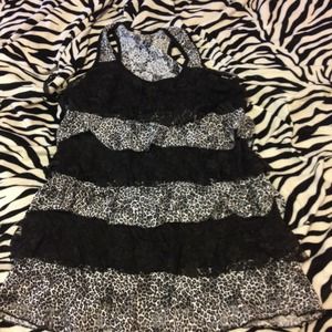Black leopard/ lace top