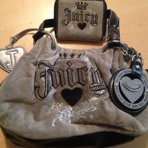 Juicy Couture grey purse and wallet. Suede