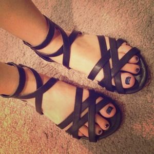 Divided H&M Black Gladiator Sandals
