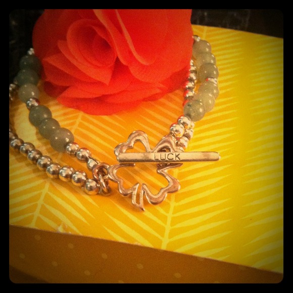 Jewelry - 925 Sterling Silver and Jade Clover Luck Bracelet