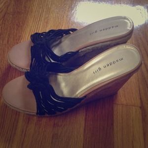 Black Madden Girl Wedges size 10
