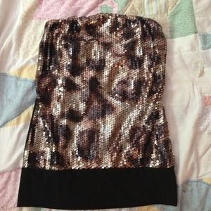 Sequin Cheetah Tube Top