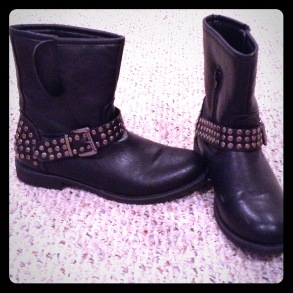 NWT black studded ankle boots
