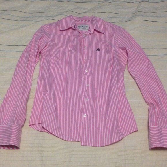 Pink/White Stripped Long-Sleeve Button-Up
