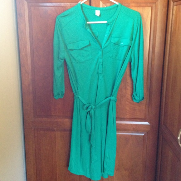 Kelly/Emerald green shirt dress