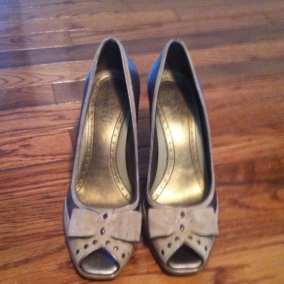 Franco Sarto Gold and tan wedge