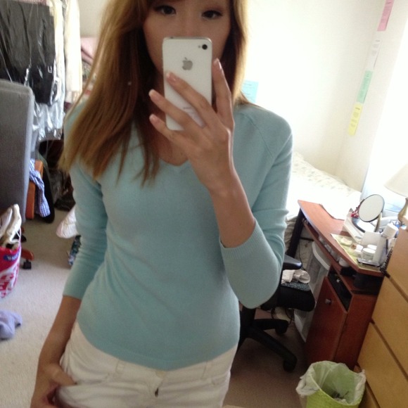 🔴SOLD🔴Seafoam Green Vneck Sweater
