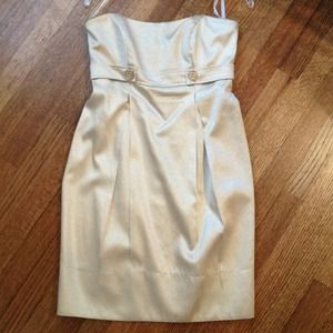 Gold shimmery above the knee cocktail dress
