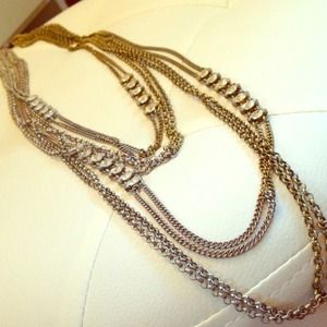 BCBG distressed silver/gold multi layer necklace.