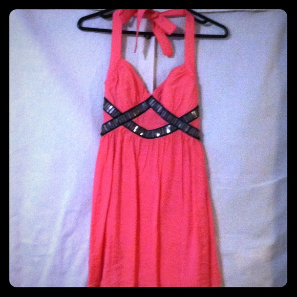 🌟SOLD🌟2b bebe Coral Halter Baby Doll Dress