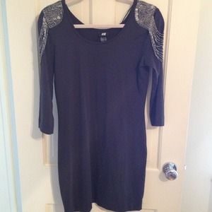 Above the knee charcoal dress with embellishing