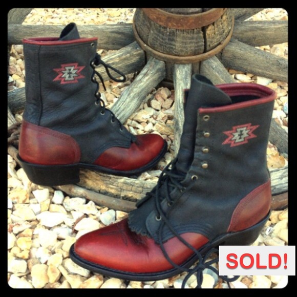 SOLD - Dan Post Oxblood and Black Saddle Boots