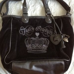 Black Juicy Couture Velour Tote Bag