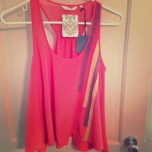 Racer back tank with side stripes