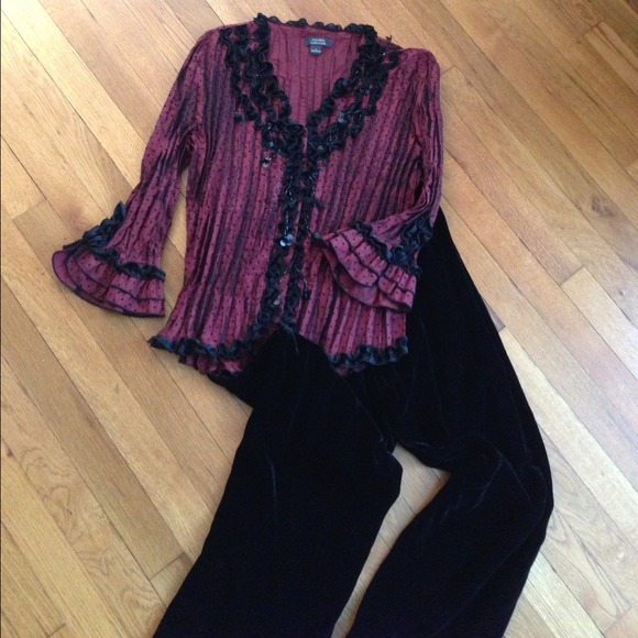 Red and black formal blouse