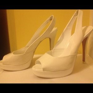 White hot!!!  Patent leather 5 inch slingbacks