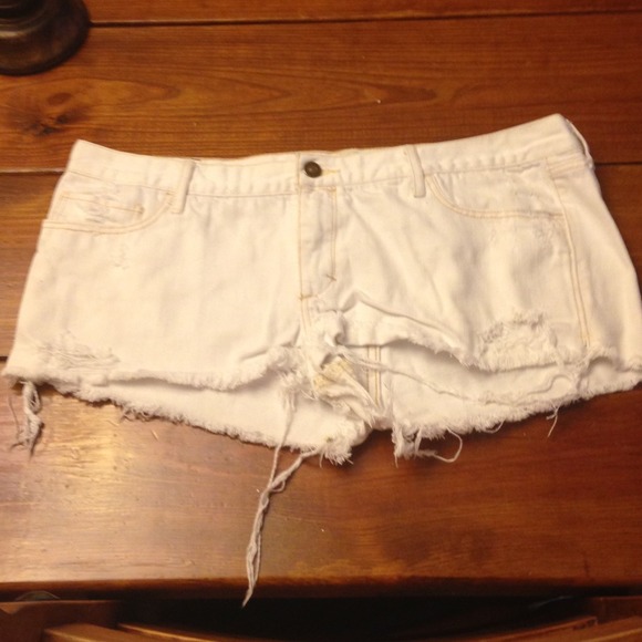 Gently worn Abercrombie white jean shorts