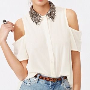 Cold shoulder stud blouse