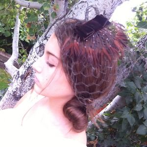 Vintage Feather Bow Birdcage Hat Veil