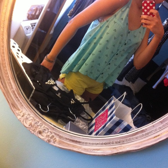 Tribal baby blue an black tank