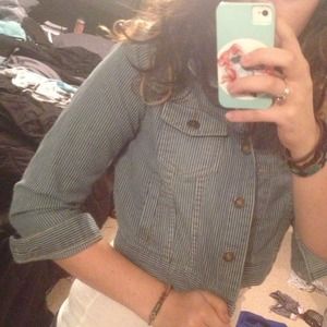 Short striped denim jacket