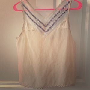 Beige sheet blouse with black embroidery