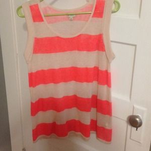 SOLD Daniel Cremieux neon pink & tan top.