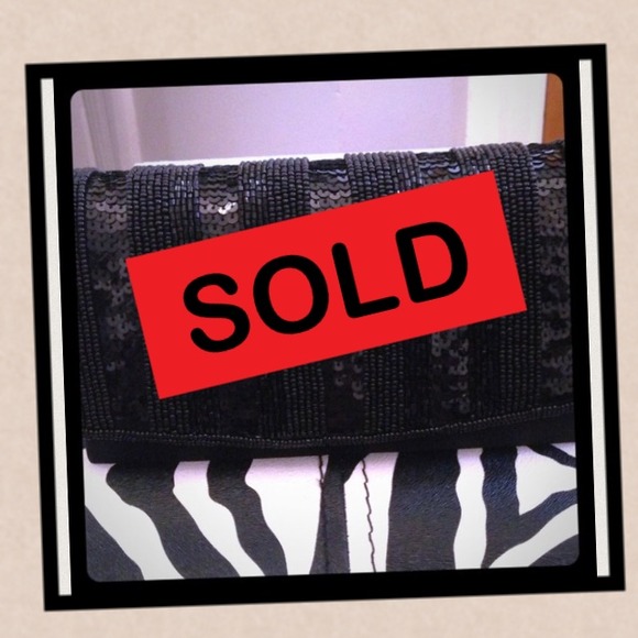 Clutches & Wallets - Black Satin beaded clutch