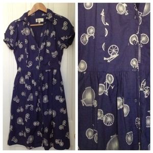 Anthropologie blue bike dress