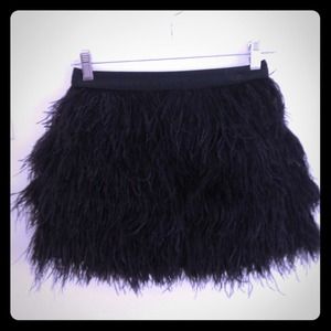 Juicy Couture Ostrich feather silk mini skirt