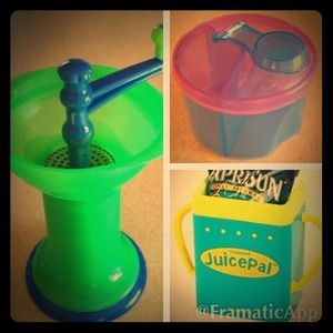 Formula Portioner, 2 Juice Pals, & Food Grinder