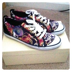 Purple multi color coach shoes